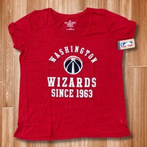 NBA Washington Wizards Womens V-Neck Tee NWT Slub T-Shirt Red Soft As A Grape
